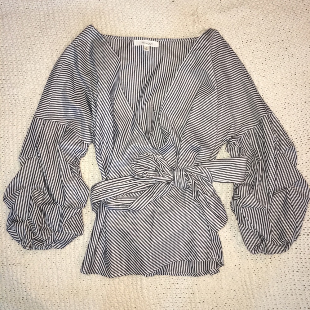 Elegant Striped Tie Blouse